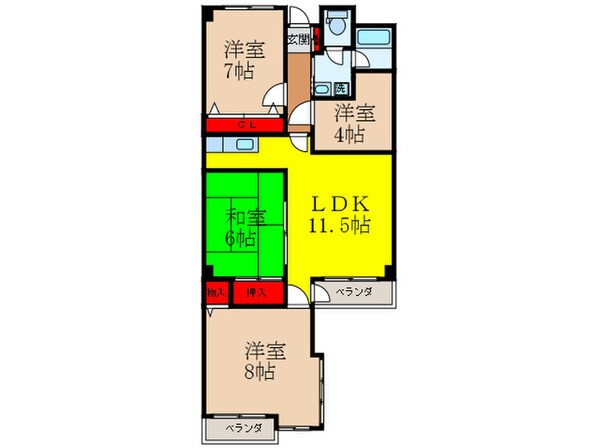 シュロス五月山Ⅲの物件間取画像